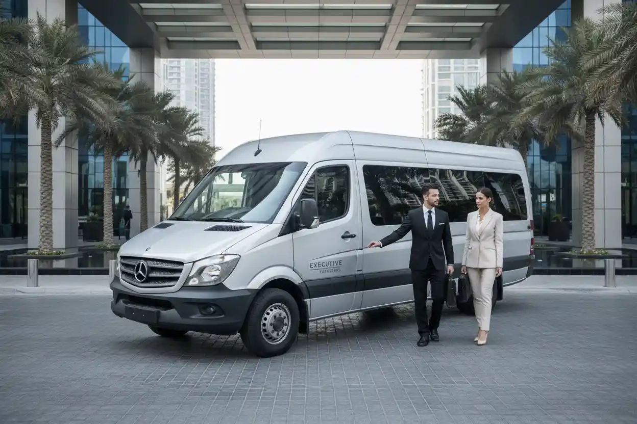 14 Seater Van for Corporate Hotel Transfers in Dubai | Arooj Bus Rental