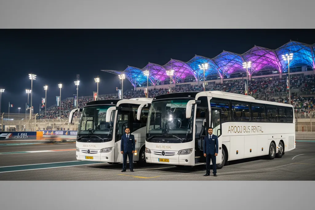 Luxury Minibus & Coach Hire for Abu Dhabi F1 | Arooj Bus Rental