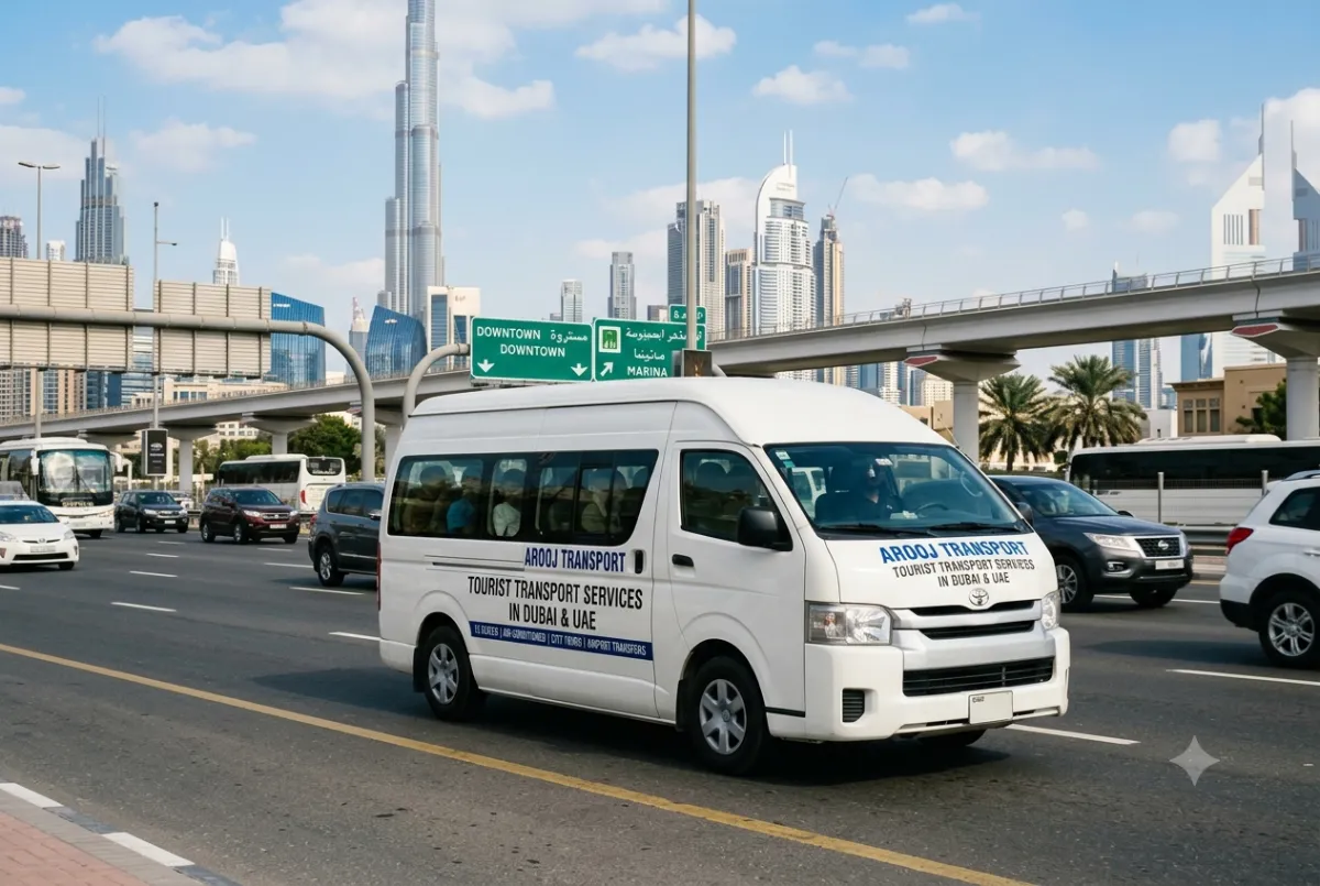 15 Seater Tourist Transport Services in Dubai & UAE | Arooj 