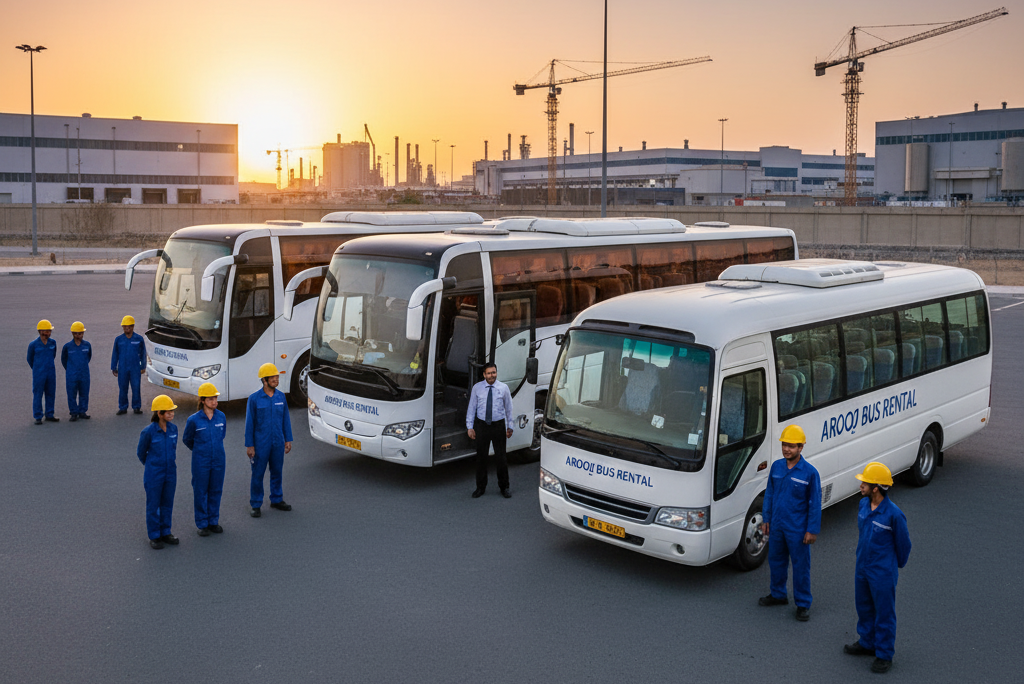 Industrial Staff Bus Rental UAE | Arooj Bus Rental